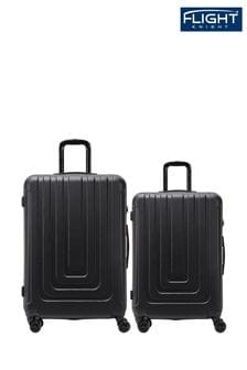 أسود حبري - طقم من 2 من حقائب السفر باللون البني، أمتعة حمل فقاعية صلبة بحجم متوسط وصغير من Flight Knight (Q93448) | 52 ر.ع