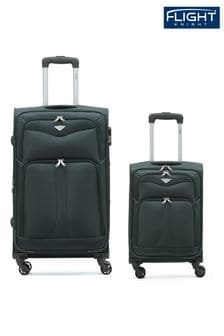 Flight Knight Medium & Large Check-In Hold Luggage Soft Case Travel Black Suitcases Set Of 2 (Q93455) | LEI 836