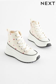 Heart Embroidered Neutral Extra Chunky Lace-Up Trainers (Q93509) | HK$244 - HK$305
