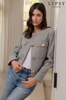 Lipsy Grey Short Tailored Jacket (Q93523) | Kč1,855
