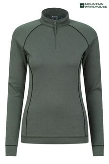 Green - Mountain Warehouse Womens Bamboo Thermal Zip Neck Top (Q93543) | kr730