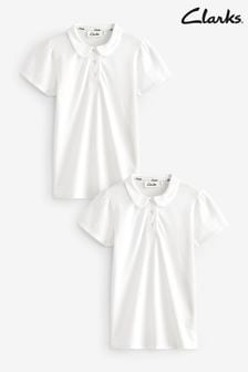 Clarks White Short Sleeve Girls Polo Shirts 2 Pack (Q93712) | €15.50 - €22.50