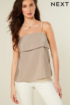 Mink Brown Layered Cami Top (Q93832) | AED88