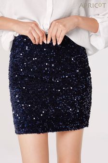 Apricot Blue Velvet Sequin Bodycon Mini Skirt (Q93836) | HK$308