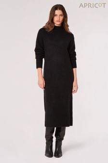 Apricot Black Chunky Knit High Neck Midi Dress (Q93840) | MYR 234
