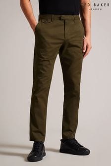 Ted Baker Green Slim Fit Textured Chino Trousers (Q93998) | SGD 174