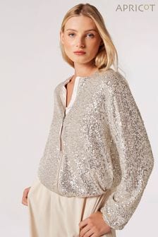 Apricot Silver Sequins Bomber Jacket (Q94078) | KRW117,400