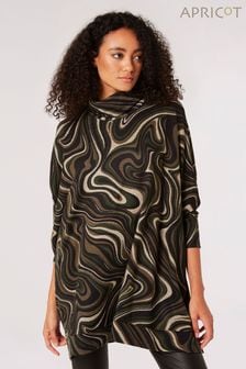 Apricot Marble Swirl Roll Neck Top