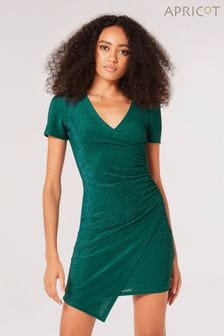 Apricot Green Ruched Bodycon Faux Wrap Dress (Q94109) | $59