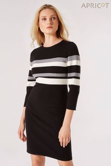 Apricot Black Stripe Knitted Dress (Q94113) | KRW74,700