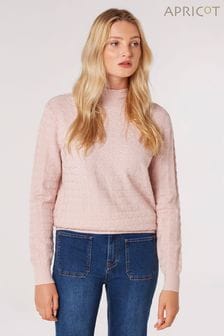 Apricot Pink Scallop Mock Neck Pointelle Jumper (Q94117) | NT$1,400