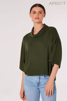 Apricot Boxy Cropped High Neck Top
