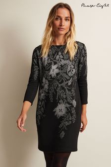 Phase Eight Black Floral Loreina Tunic Dress (Q94183) | $218