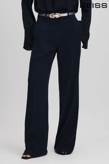 Reiss Navy Margeaux Wide Leg Suit Trousers (Q94233) | OMR113