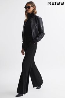 Reiss Black Margeaux Petite Wide Leg Suit Trousers (Q94238) | $265