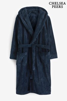Chelsea Peers Blue Mens Fluffy Hooded Dressing Gown (Q94255) | TRY 1.632