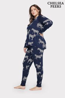 Set pijama clasică cu model zebră mărimi mari Chelsea Peers (Q94257) | 227 LEI