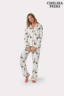 Chelsea Peers Cream Giraffe Button Up Long Pyjama Set (Q94275) | 272 QAR