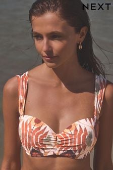 Brown Aztec Shaping Padded Wired Bandeau Bikini Top (Q94344) | KRW50,500