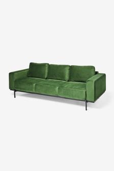 MADE.COM Matt Velvet Grass Green Jarrod 3 Seater Sofa (Q94381) | €1,701