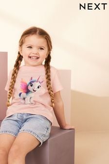 Pink Unicorn Short Sleeve T-Shirt (3mths-7yrs) (Q94437) | Kč230 - Kč305