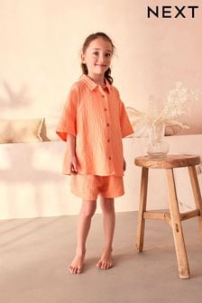 Orange Button Through Short Pyjamas (6-16yrs) (Q94519) | $32 - $44