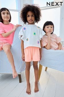 Fluro Orange/Pink Ruffle Short Sleeve Pyjamas 3 Pack (9mths-16yrs) (Q94532) | KRW57,600 - KRW72,600