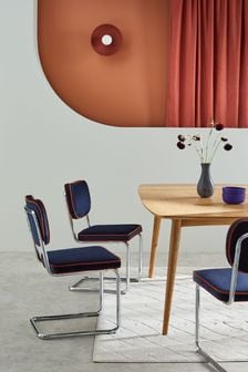 MADE.COM Set of 2 Dark Blue with Cinnamon Piping Parker Dining Chairs (Q94551) | €503