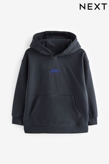 Navy Blå - Plain Jersey Hoodie (3-16yrs) (Q94572) | kr140 - kr230