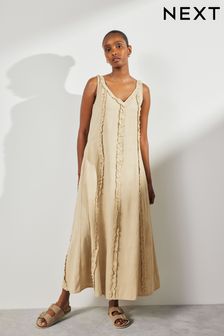 Sleeveless V-Neck Ruffle Midi Dress