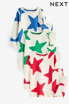 Red/Green/Blue Stars 100% Cotton Snuggle Pyjamas 3 Pack (9mths-12yrs) (Q94610) | $87 - $113