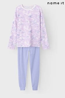 Violett - Name It Bedrucktes Pyjama-Set mit langen Ärmeln (Q94668) | 30 €
