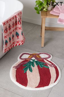 Christmas Bauble Bow Shaped 100% Cotton Bath Mat (Q94783) | 630 K