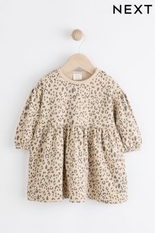 Tan Brown Leopard Print Baby Jersey Dress With Tights (0mths-2yrs) (Q94805) | $20 - $23