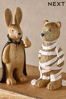 Natural Bertie Bear and Rosie Rabbit Halloween Ornaments Set of 2 (Q95207) | €13