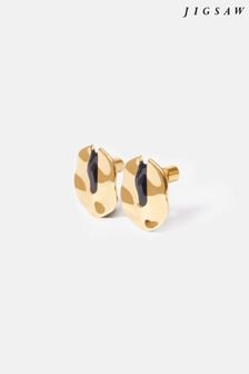 Jigsaw Gold Tone Molten Enamel Disc Earrings (Q95288) | €77