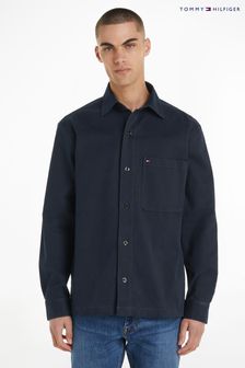 Tommy Hilfiger Blue Solid Bedford Overshirt (Q95377) | $291