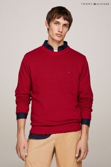 Czerwony sweter Tommy Hilfiger z ozdobnym łańcuszkiem (Q95396) | 695 zł