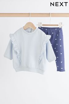 Blue Flower Cosy Baby Sweatshirt And Leggings 2 Piece Set (Q95449) | 80 zł - 90 zł