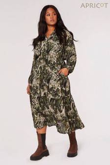 Apricot Green Meadow Texture Midi Dress (Q95524) | €27