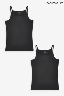 Name It Black Organic Cotton Vest 2 Pack (Q95609) | 49 QAR