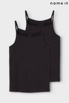 Name It Black Organic Cotton Vest 2 Pack (Q95609) | $17