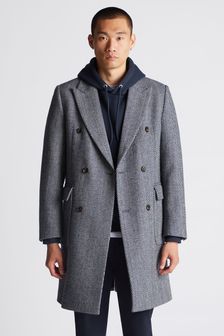 Remus Uomo Blue Regular Fit Wool-Mix Tailored Coat (Q95734) | €356