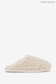 Mint Velvet Cream Neutral Faux Fur Slippers (Q95768) | 53 €