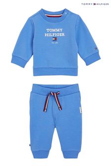 Tommy Hilfiger Blue Baby TH Logo Sweat Top And Joggers Set