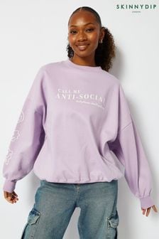 Skinnydip Oversized Purple Call Me Antisocial Sweatshirt (Q95793) | SGD 68