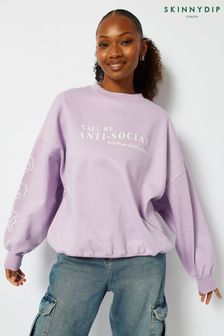 Skinnydip Oversized Purple Call Me Antisocial Sweatshirt