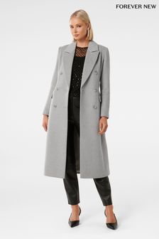Forever New Grey Charlotte Wrap Coat (Q95876) | $223