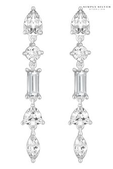 Simply Silver Silver Cubic Zirconia Mixed Stone Drop Earrings (Q95879) | $83