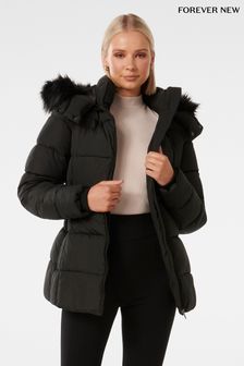 Forever New Black Dannie Mid Length Puffer Coat (Q95882) | NT$5,600